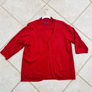 Susan Graver Red Women's Cardigan